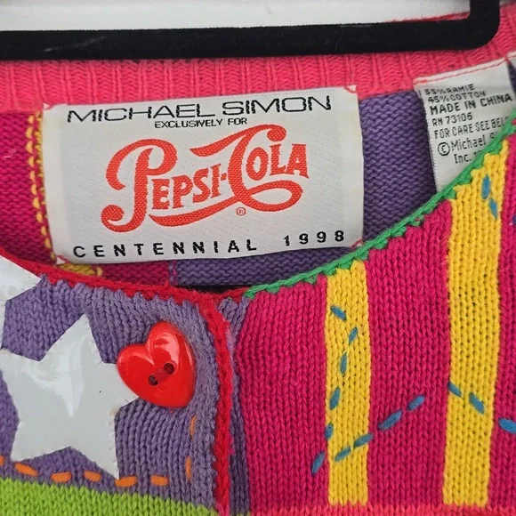 Vintage 1998 Michael Simon Pepsi-Cola Cardigan Size M Collectible - Picture 2 of 13